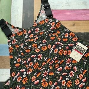 NWT Duluth XXL x31L Heirloom Gardening Bib Overalls Black Cornflowers Farm Bibs